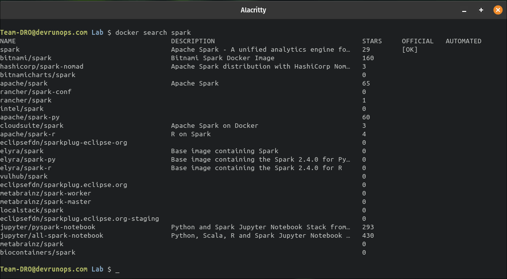 docker search command