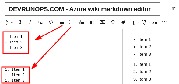 Azure Devops Wiki Markdown Editor Lists