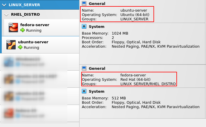 Virtualbox vm subgroup