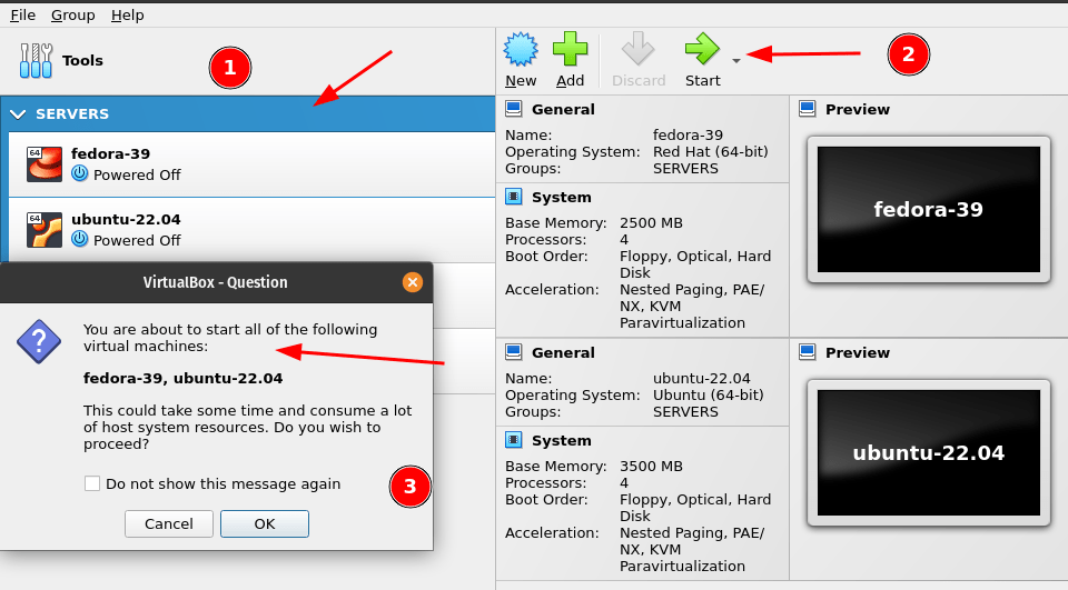 virtualbox vm group